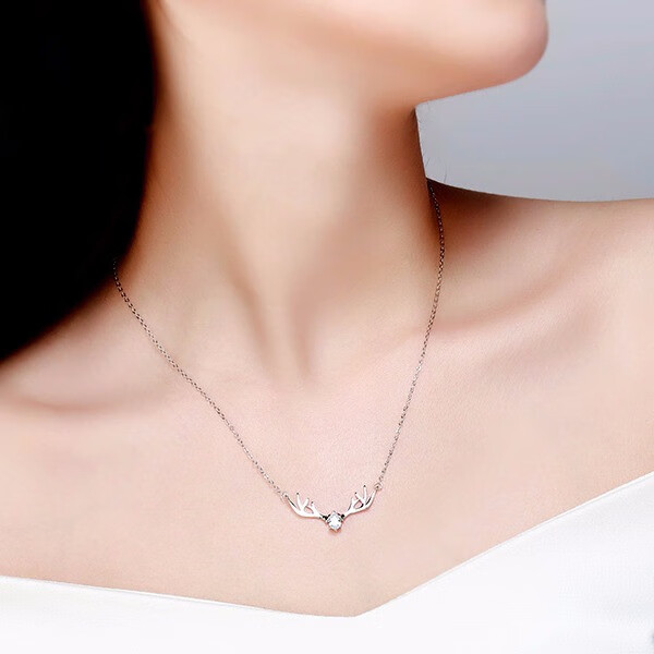 简丹 一鹿有你白锆银项链