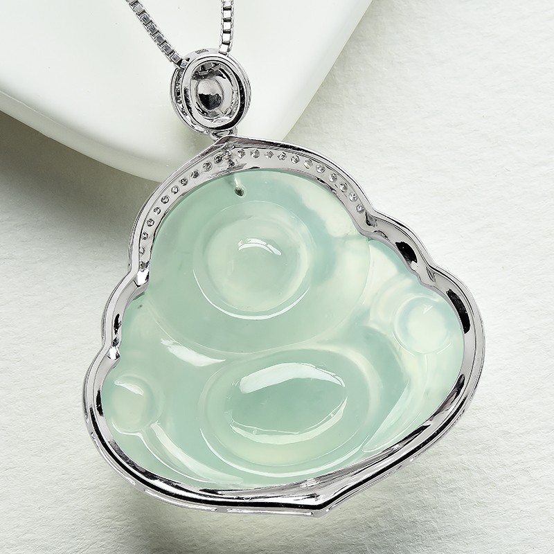 玉萌色 冰种玉佛翡翠吊坠