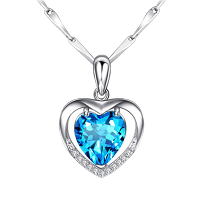 缔晶 水晶爱心吊坠锁骨链