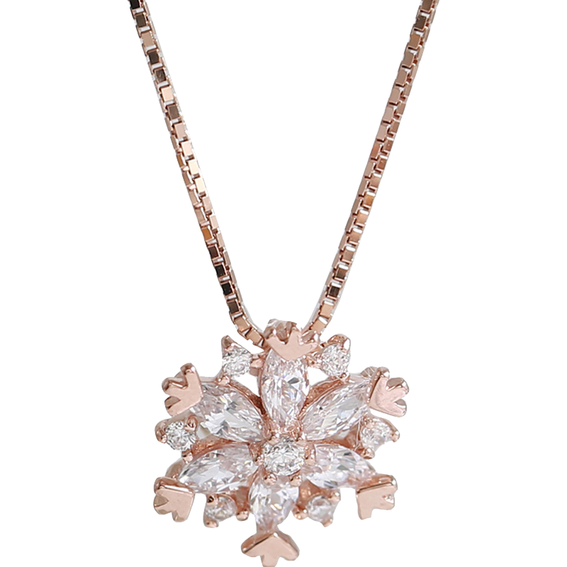 伊黛儿 钻石雪花银项链