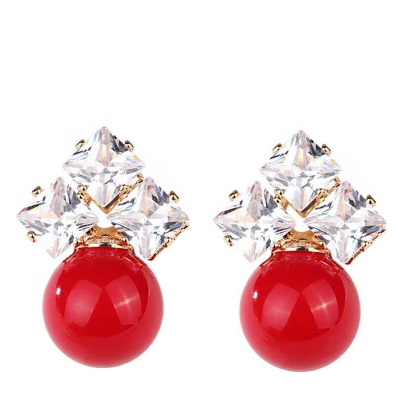 伊黛儿 红珍珠耳饰