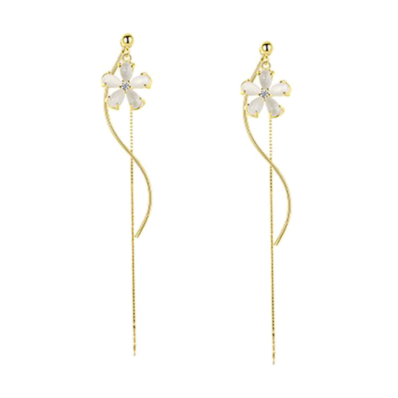 银千惠长款花朵耳饰