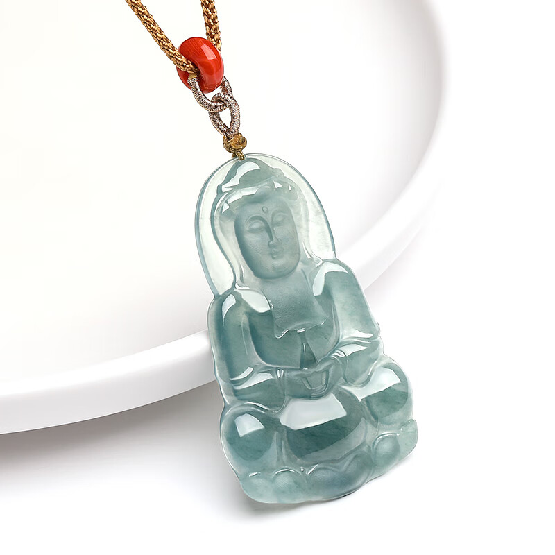 东方雅翠 抱瓶玉观音 吊坠