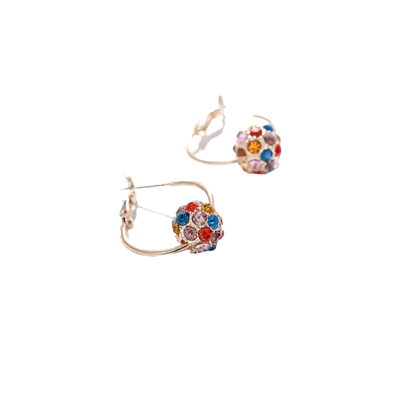 饰尚e族 彩钻球金色耳饰