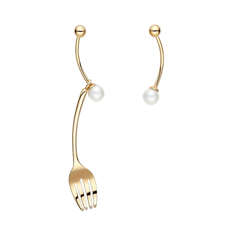 何方珠宝 几何叉子 耳环