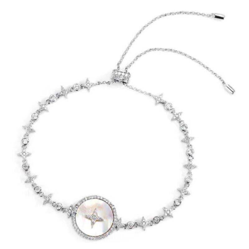 银唯美白贝母星星手链