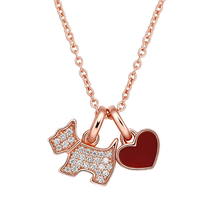 AGATHA 爱心小狗银项链