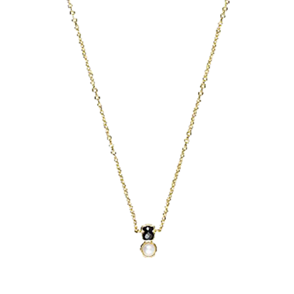 桃丝熊小熊珍珠项链