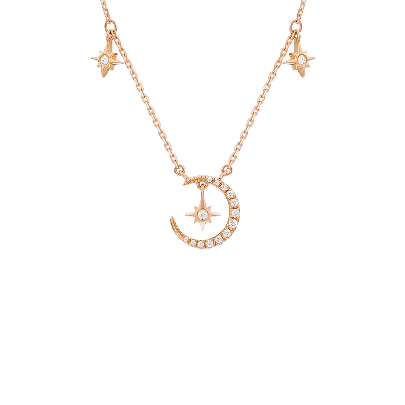 臻仟尼 个性星月项链