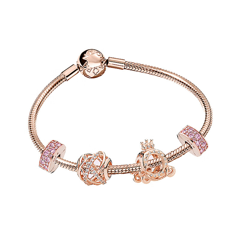 潘多拉 锆石玫瑰金手链