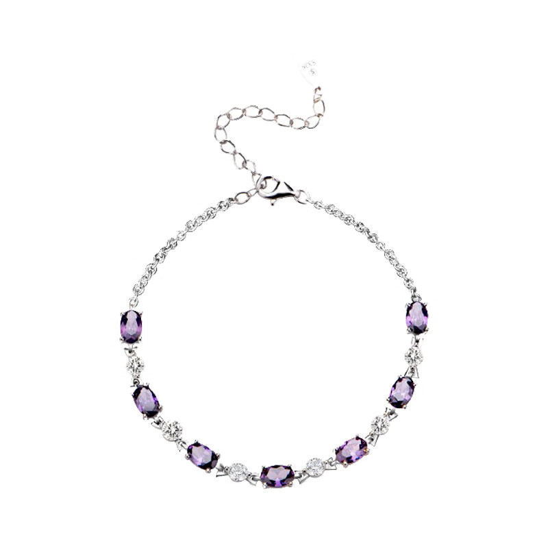 冠带925银紫水晶手链
