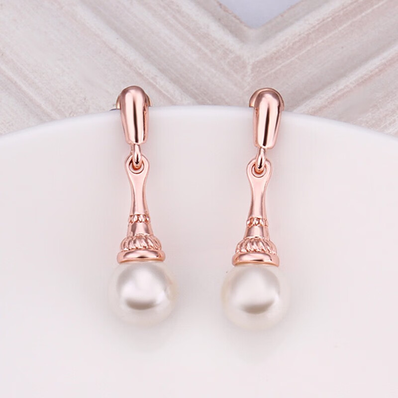 牧野 典雅玫瑰金色珍珠耳饰