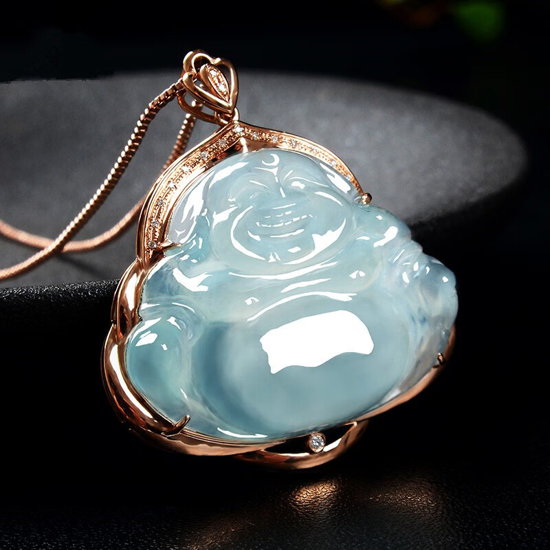 艾选潮品 18K金镶钻翡翠吊坠