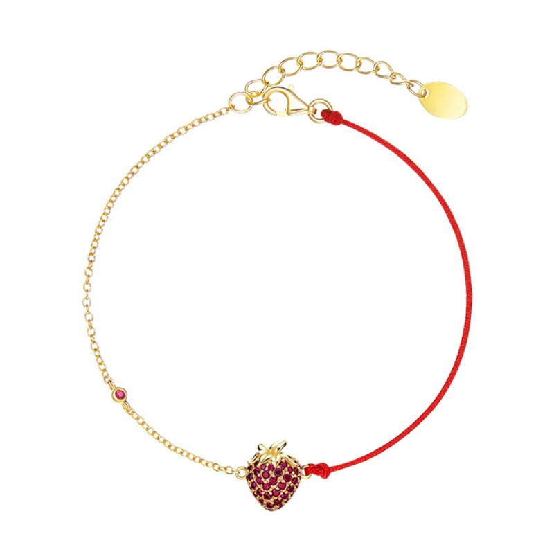 OOAK水果草莓吊牌手链