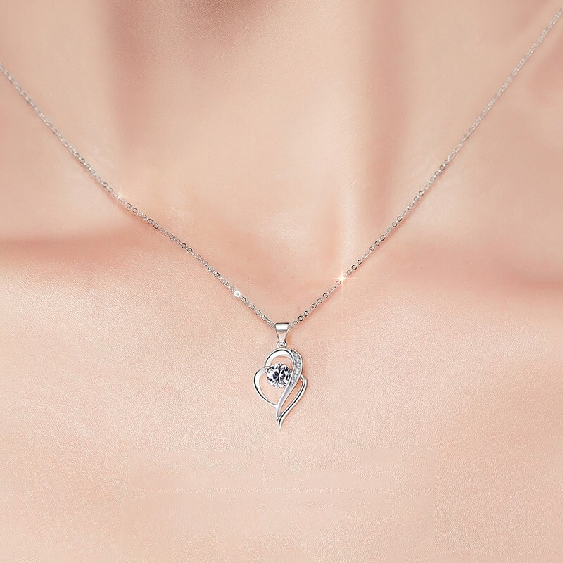 冠带 一克拉莫桑钻银项链