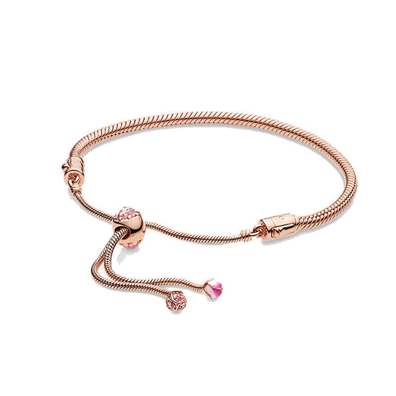 潘多拉 玫瑰金色桃花手链