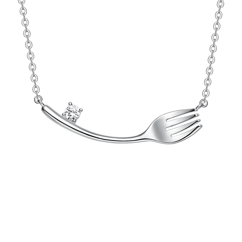 何方珠宝餐具简约设计锁骨链