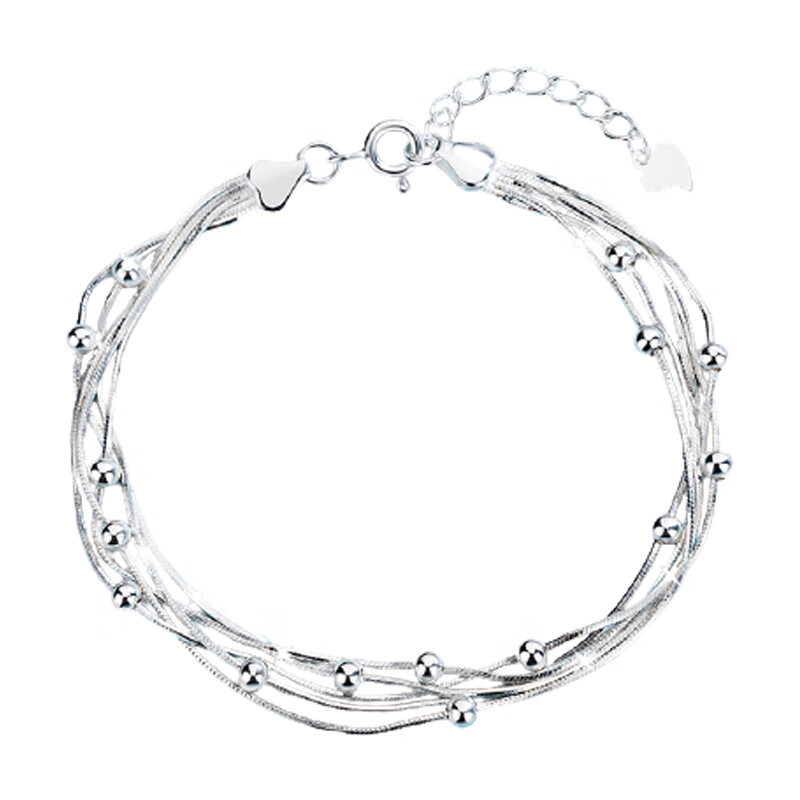 花影足银多层细珠手链