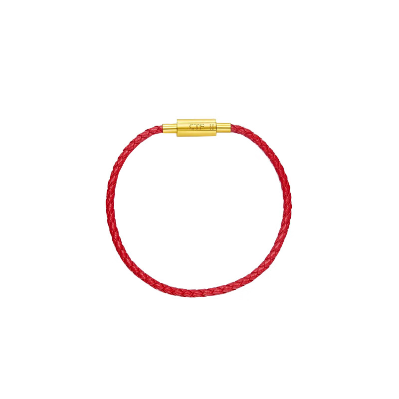 周大福 红色铜扣编织手链