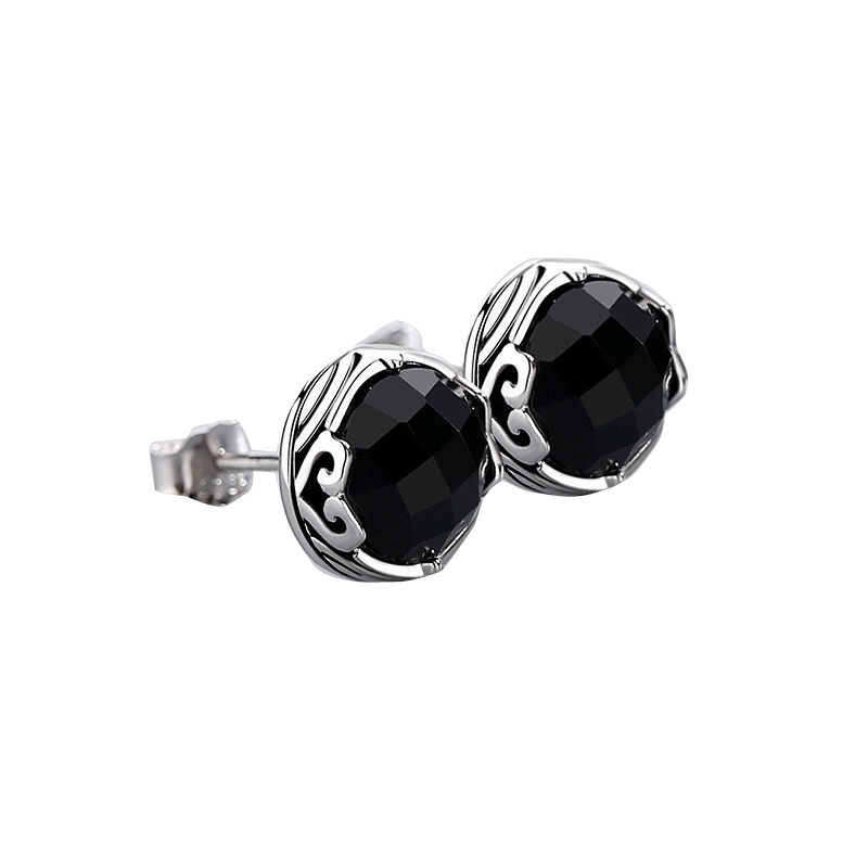 蕉夏 黑玉髓纯银耳饰