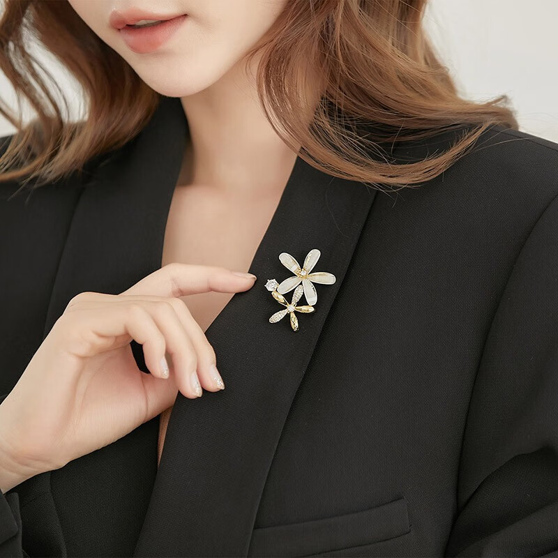 QIMEILA 双花琉璃胸针