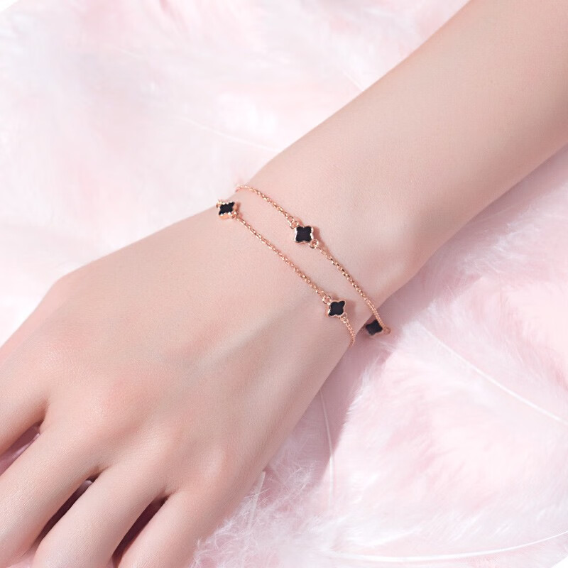 花影 双层幸运四叶草手链