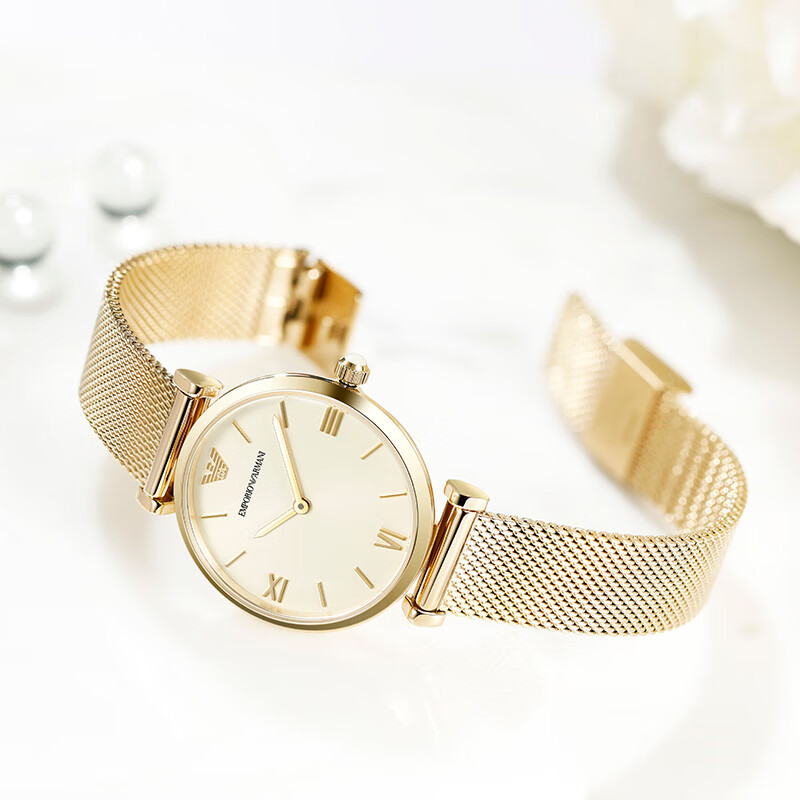 阿玛尼优雅气质女士手表钢带商务琉璃金2000元左右送女友礼物