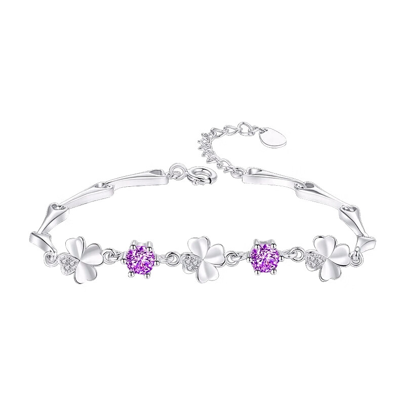 劳拉图 四叶草镶白锆手链