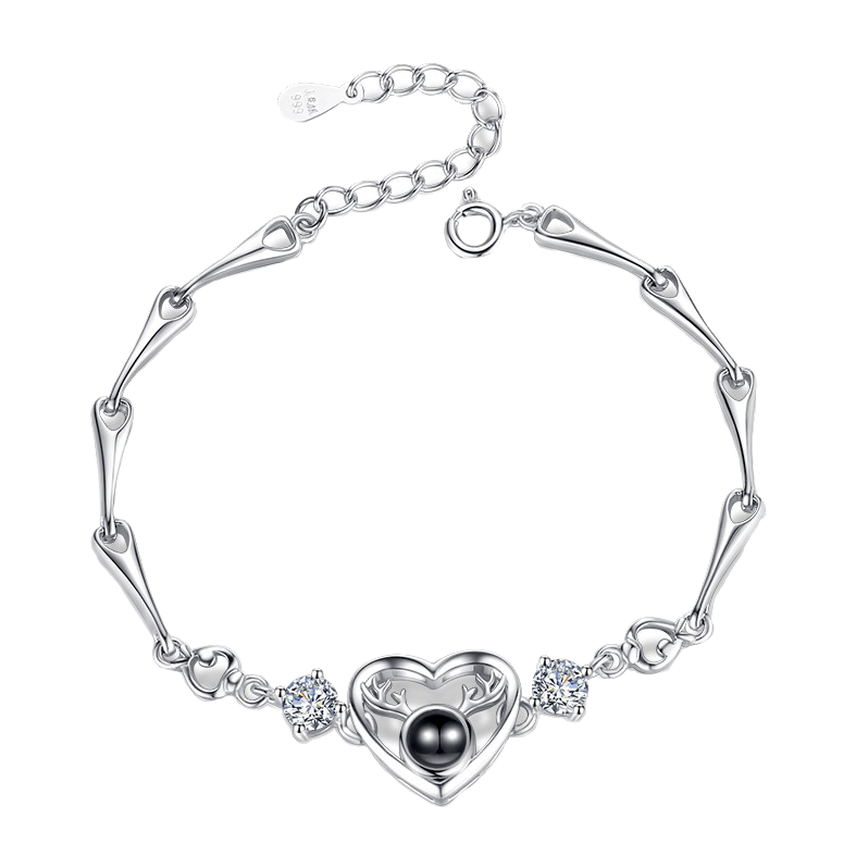 唯一 投影锆石爱心手链