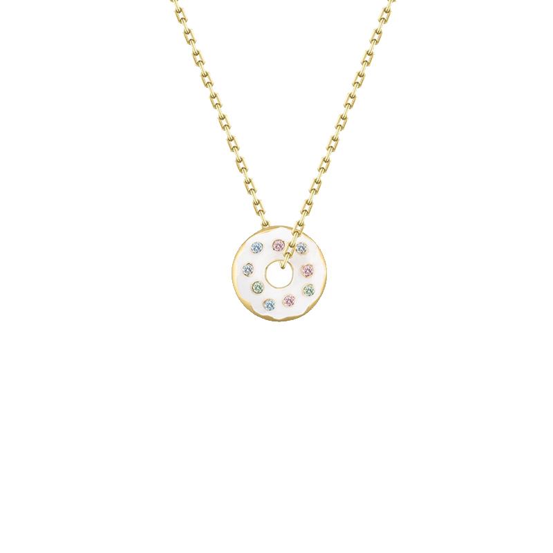 瑷嘉莎 草莓牛奶甜甜圈轻奢项链