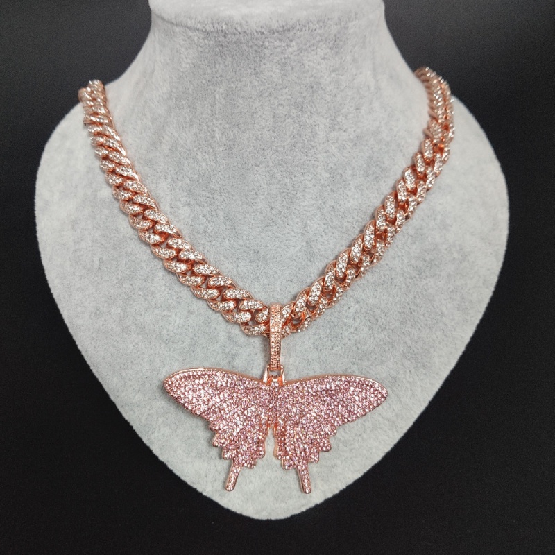 芠拉 大蝴蝶锆石潮人个性项链