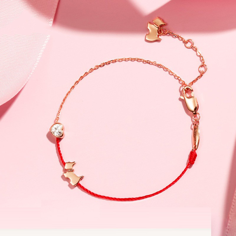 AGATHA 爱心红色银手链