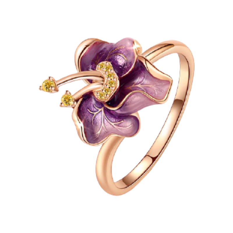 T400 鸢尾花开口银戒指