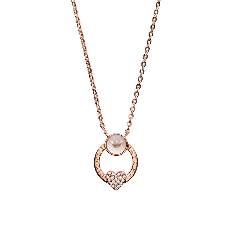 阿玛尼 心形镶钻 项链