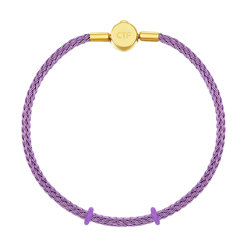 周大福紫色不锈钢扣手绳