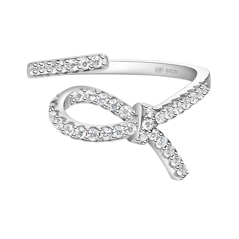 何方珠宝时髦开口丝带戒指