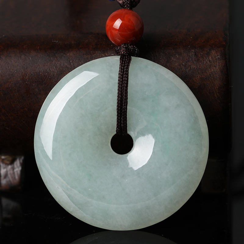 曼丽翠 浅绿平安扣 翡翠吊坠