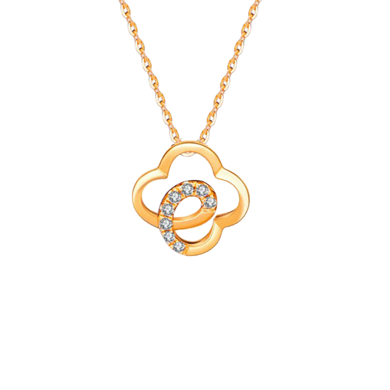 如印 镶钻简约四叶草项链