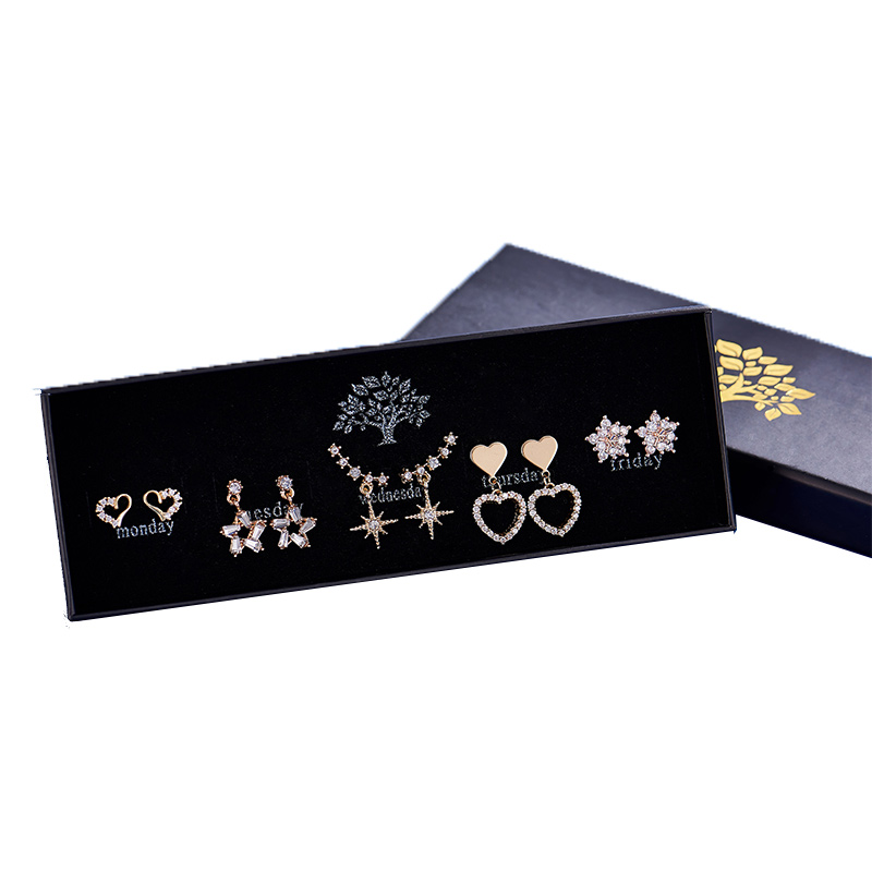 缔晶奢华五对套装耳饰