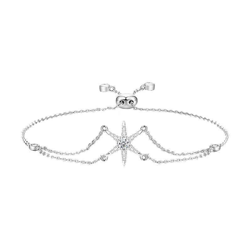 卡蒂罗六芒星纯银手链