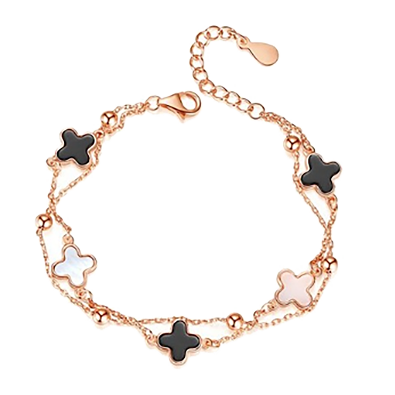 艾素 双链四叶草纯银手链