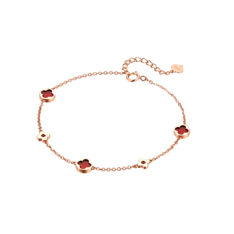 爱的约定 红玛瑙四叶草手链