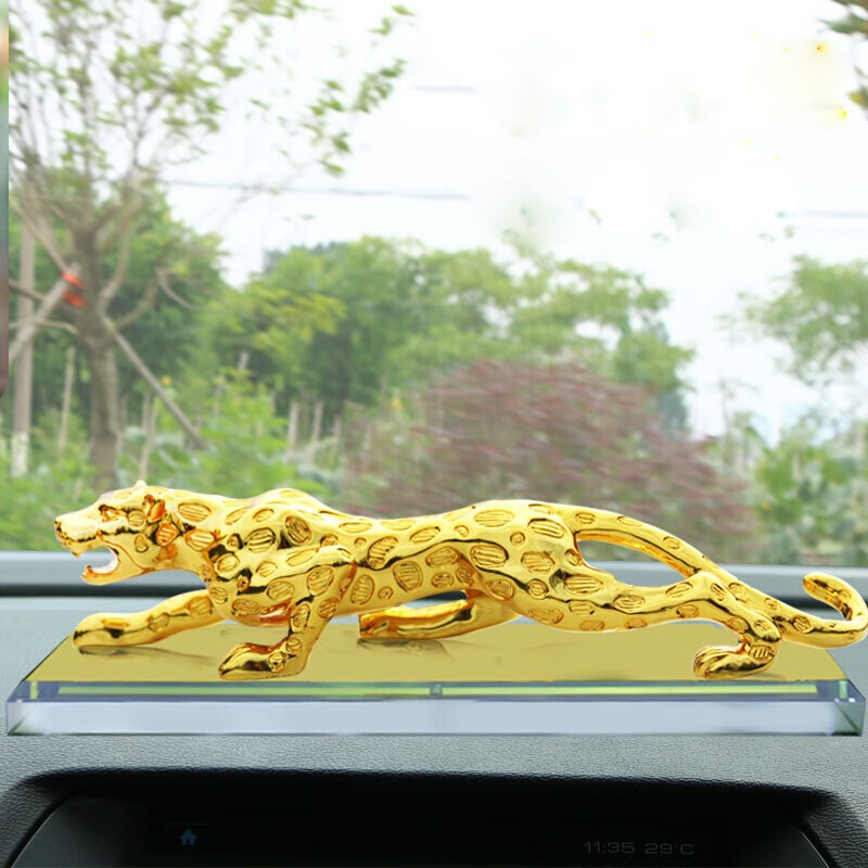 果咖 金钱豹子汽车摆件