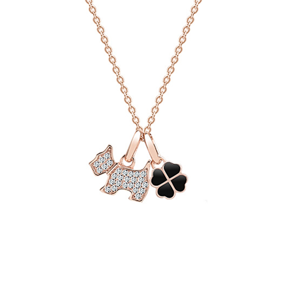 瑷嘉莎 可爱小狗四叶草项链