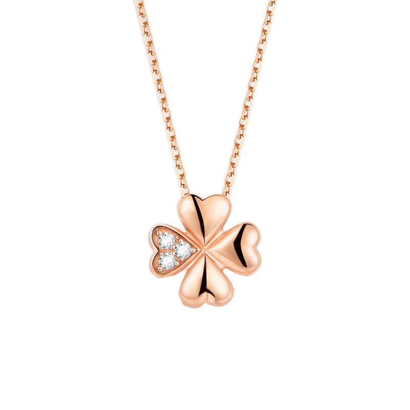 爱的约定18k彩金四叶草项链