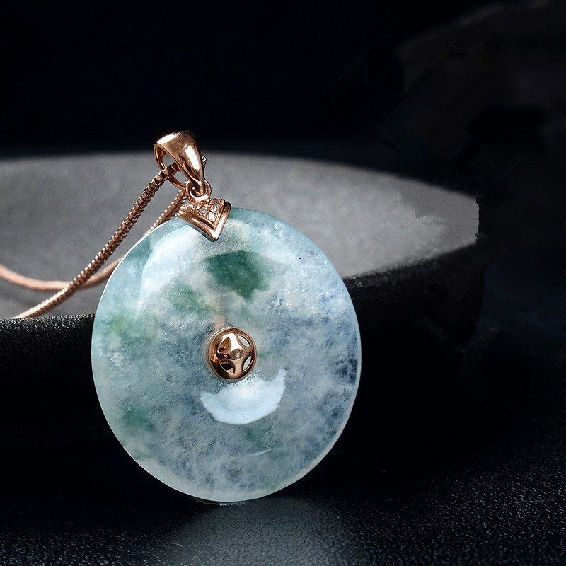 艾选潮品 18k金扣飘花平安扣