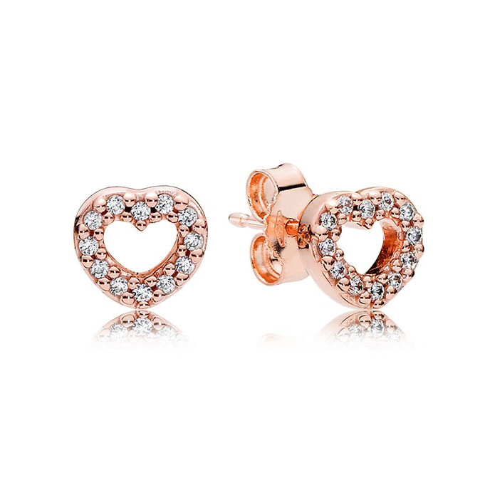 潘多拉 玫瑰金色耳饰