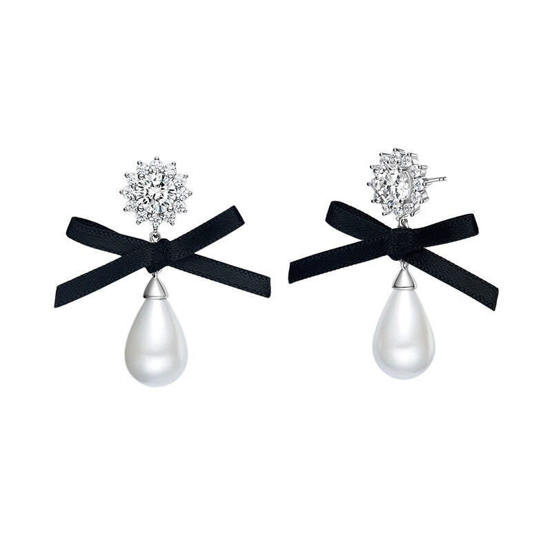 何方珠宝 蝴蝶结丝带 耳饰