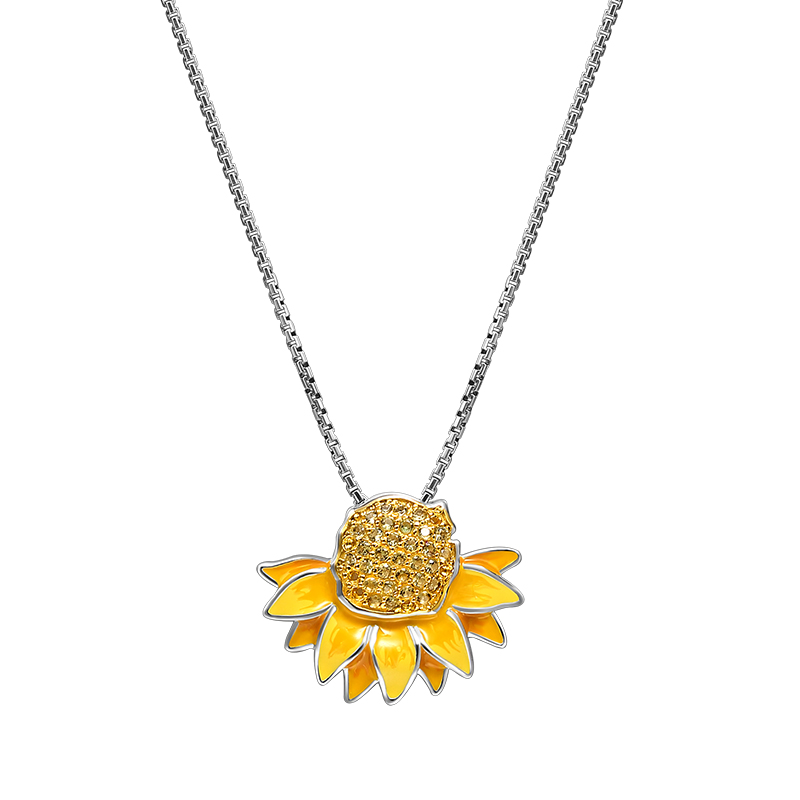 曼古银 向日葵设计感项链