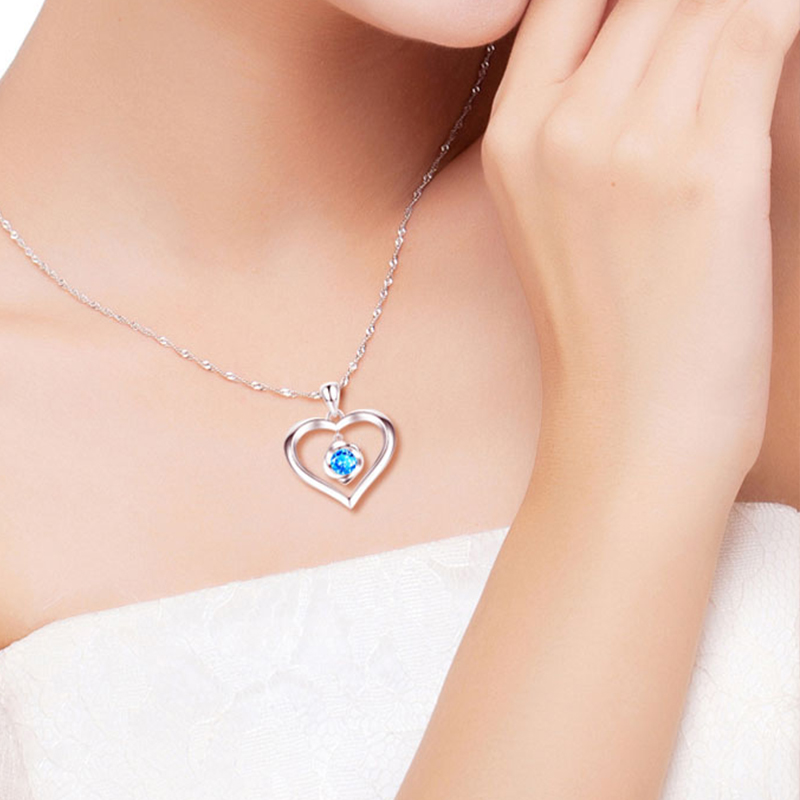 卡诗诺 纯银心形锁骨链项链